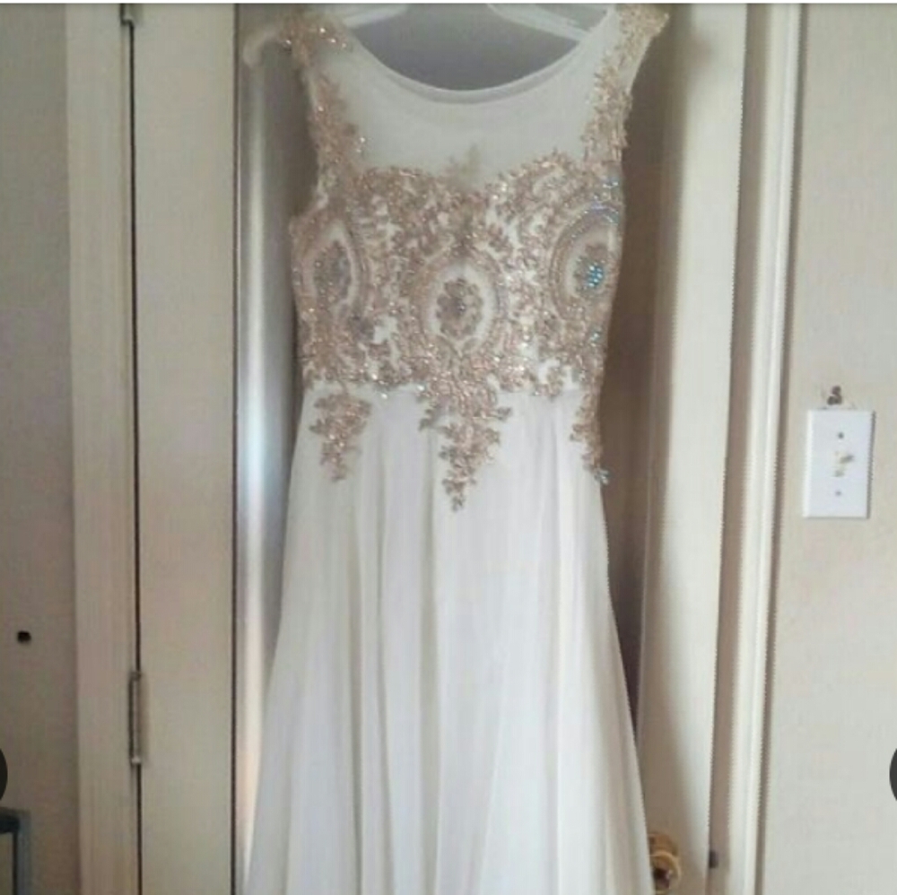 White Gold Prom Dress